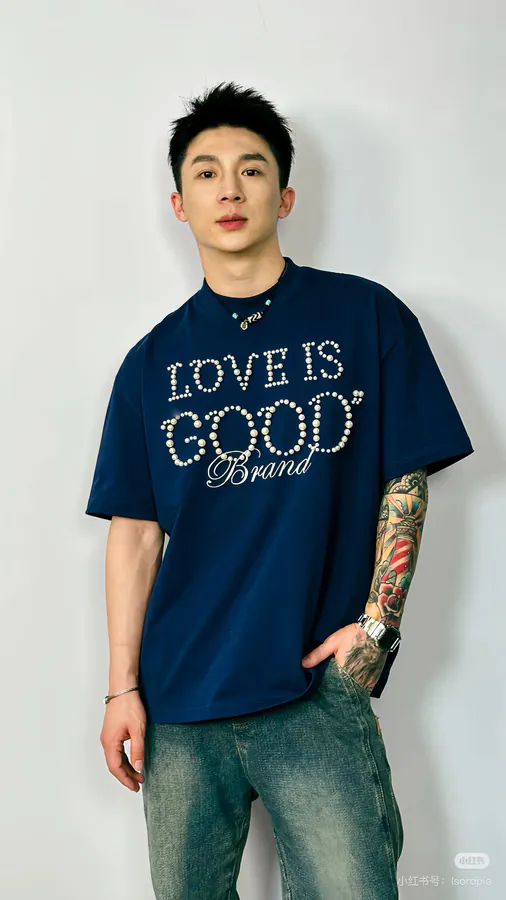 GOODBRAND 25ss Pearl Embroidery Short Sleeve Custom Packaging