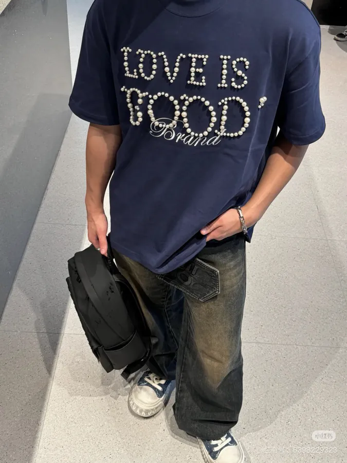 GOODBRAND 25ss Pearl Embroidery Short Sleeve Custom Packaging