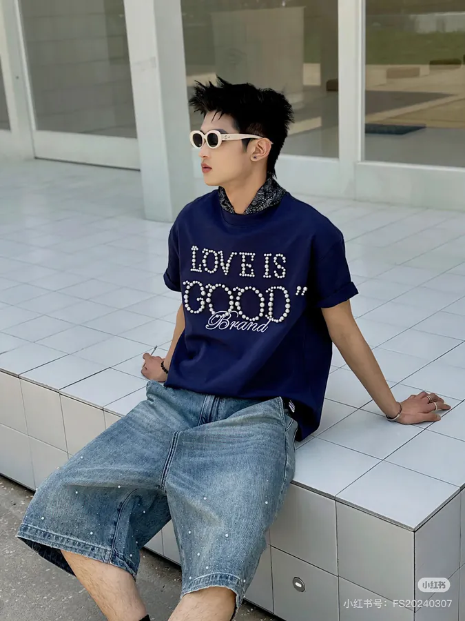 GOODBRAND 25ss Pearl Embroidery Short Sleeve Custom Packaging