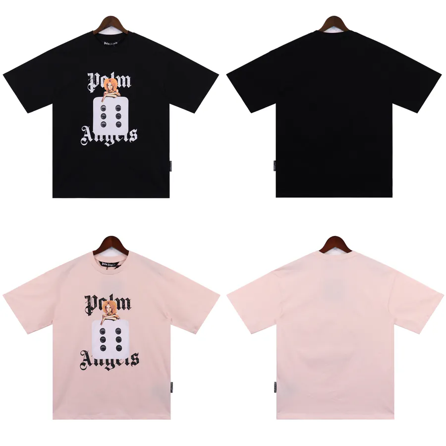 Palm Angels Men's Black Short Sleeve T Shirt with Retro Poster Print