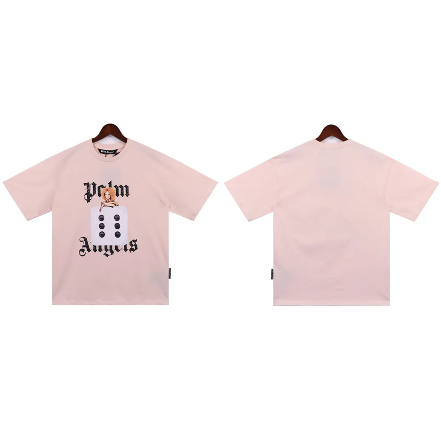 Palm Angels Men's Black Short Sleeve T Shirt with Retro Poster Print