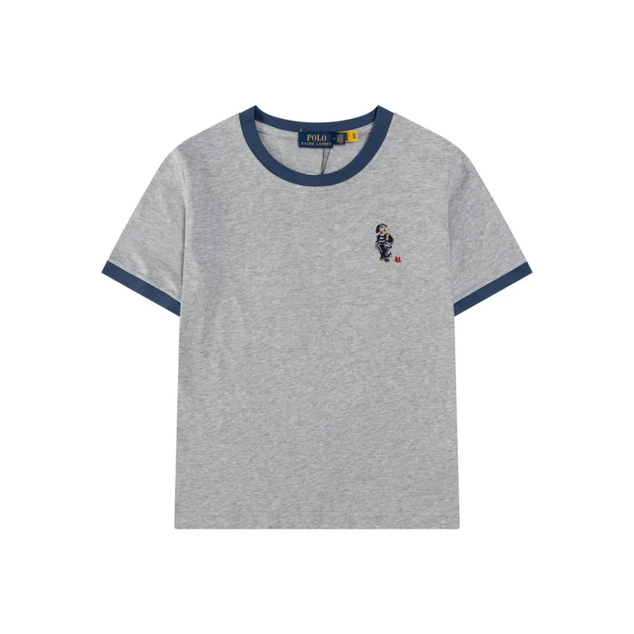 Rah Lauren 25ss Summer Exclusive Cartoon Bear Embroidered Collar Short Sleeve