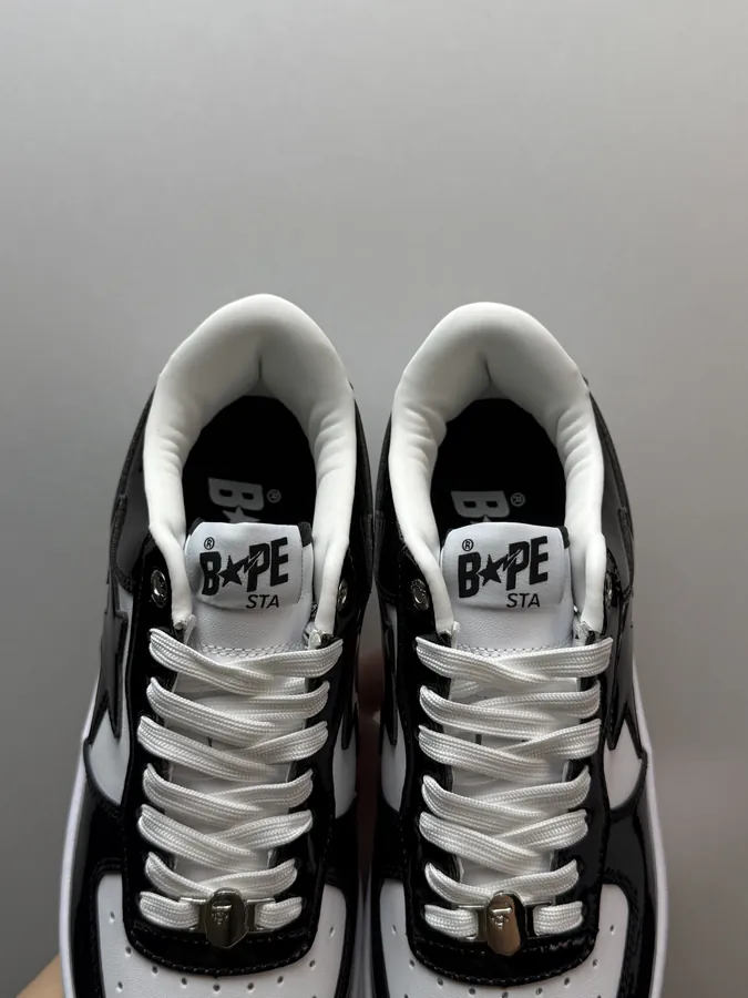 A BATHING APE STA Glossy Black and White Sneaker
