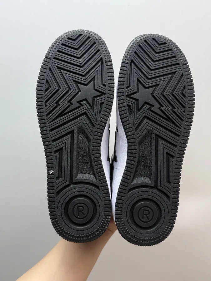 A BATHING APE STA Glossy Black and White Sneaker