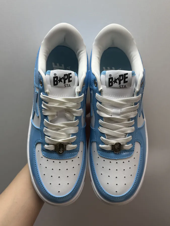A BATHING APE STA Glossy Leather White Blue