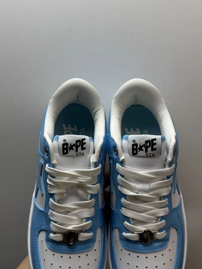 A BATHING APE STA Glossy Leather White Blue