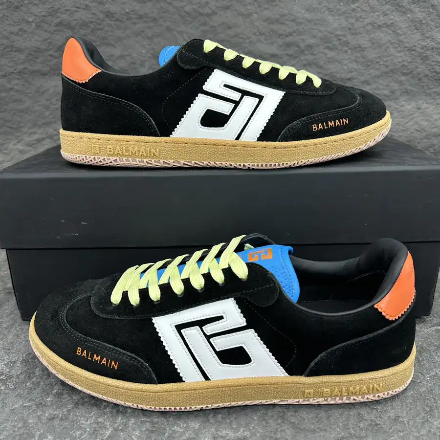 Balmain Swan Leather and Suede Sneakers for Men