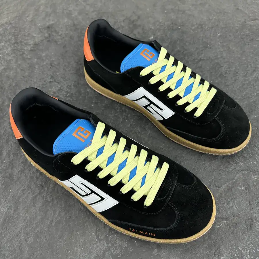 Balmain Swan Leather and Suede Sneakers for Men