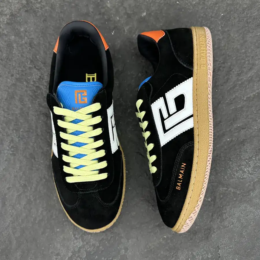 Balmain Swan Leather and Suede Sneakers for Men