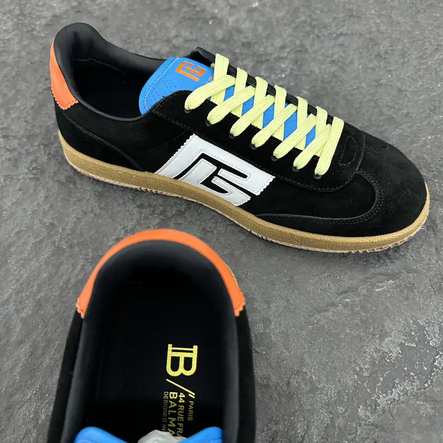 Balmain Swan Leather and Suede Sneakers for Men