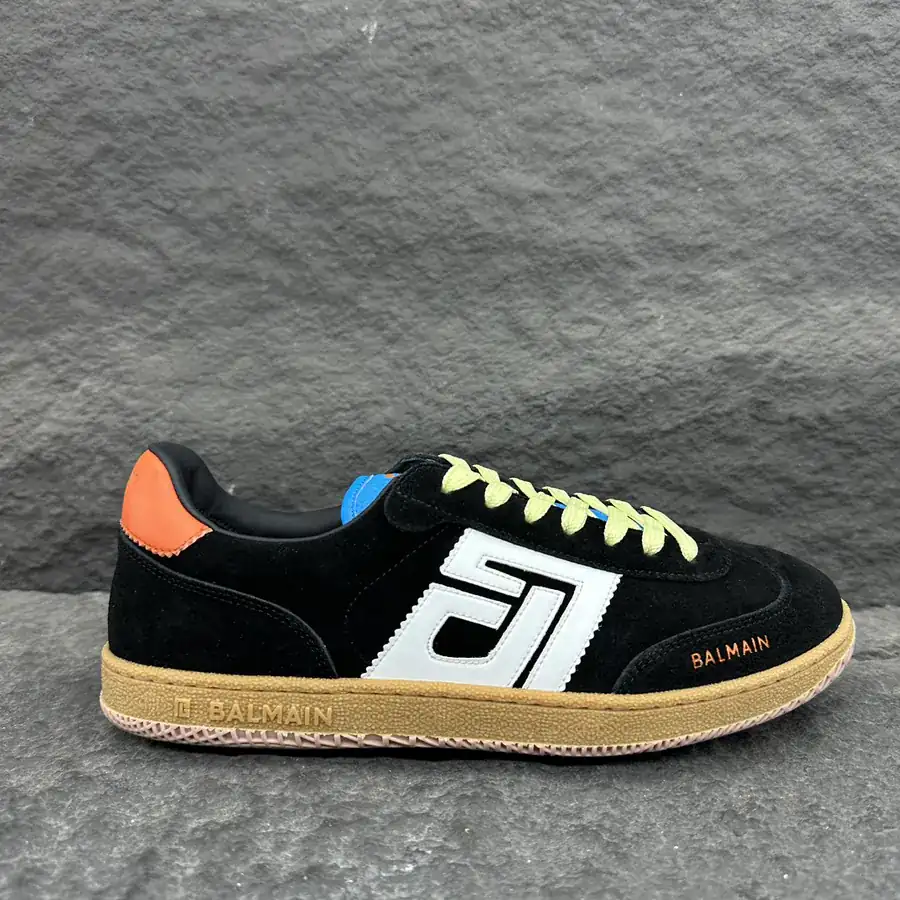 Balmain Swan Leather and Suede Sneakers for Men