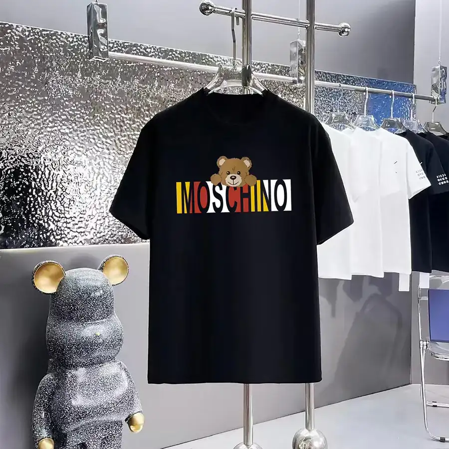 MOSCHINO Embroidered Round Neck Short Sleeve T Shirt