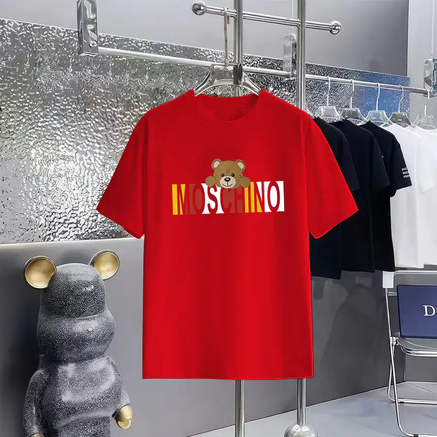 MOSCHINO Embroidered Round Neck Short Sleeve T Shirt