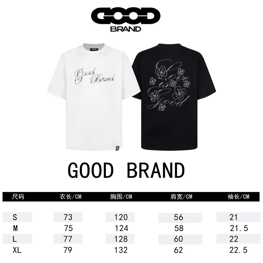 GOODBRAND Floral Embroidery Short Sleeve T Shirt Unisex