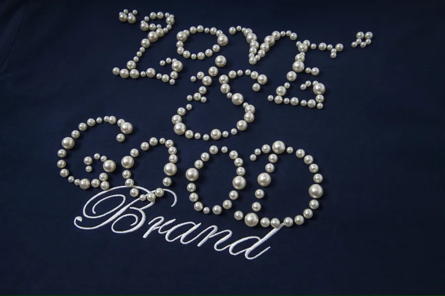 GOODBRAND Premium Round Neck T Shirt with Pearl Logo, Unisex