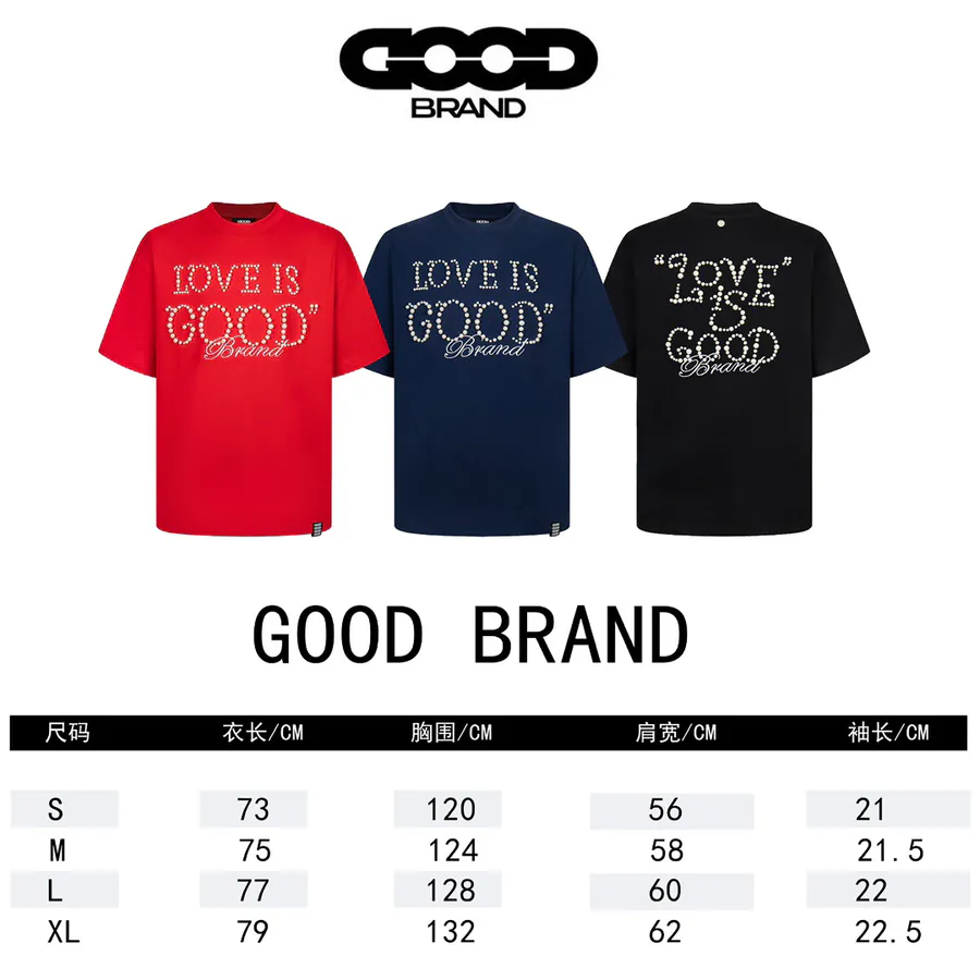 GOODBRAND Premium Round Neck T Shirt with Pearl Logo, Unisex