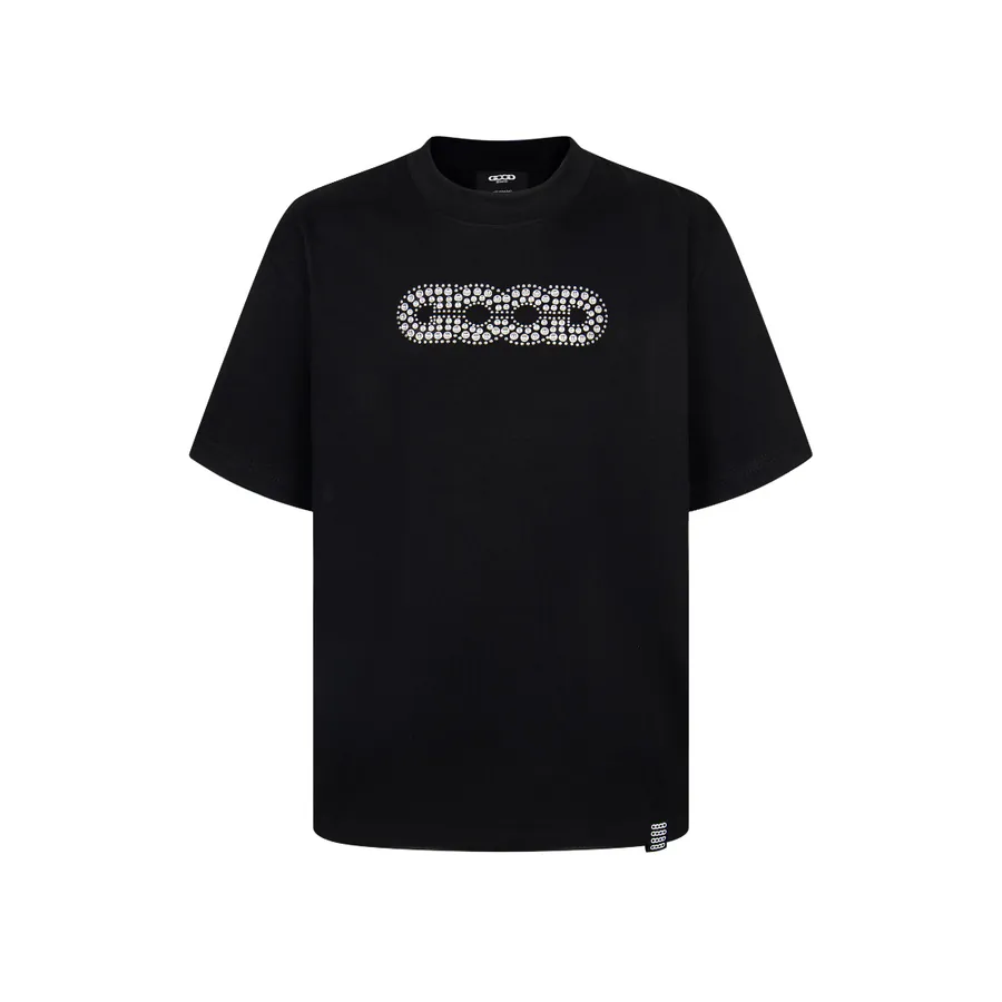 GOODBRAND Letter Studs and Rhinestones Round Neck T Shirt Men's and Women's
