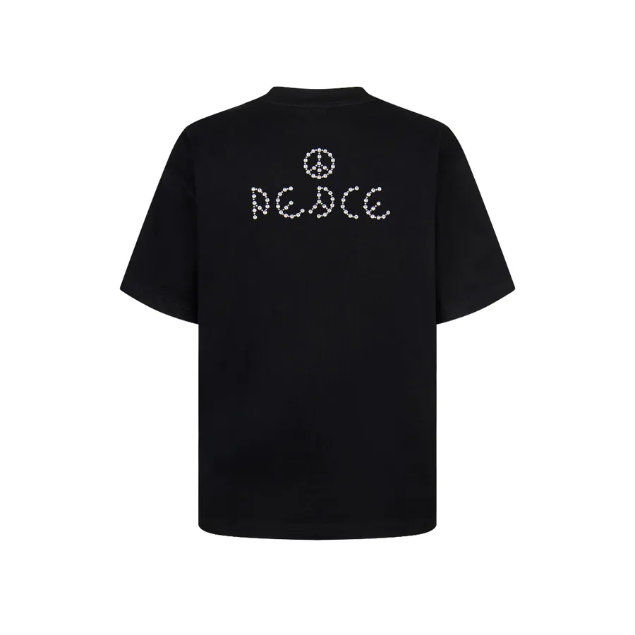 GOODBRAND Letter Studs and Rhinestones Round Neck T Shirt Men's and Women's