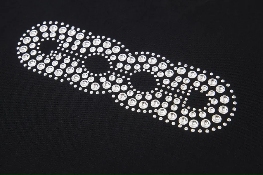 GOODBRAND Letter Studs and Rhinestones Round Neck T Shirt Men's and Women's