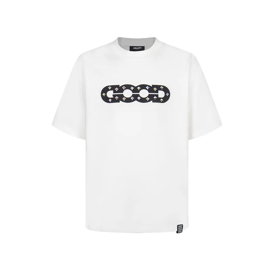GOODBRAND Lattice Pattern Four Star Round Neck T Shirt, Men and Women's, 350g Fabric