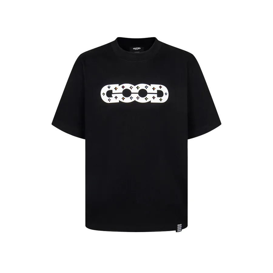 GOODBRAND Lattice Pattern Four Point Star Round Neck T Shirt, Unisex