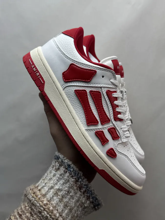AMIRI Skel Top Low in White and Red