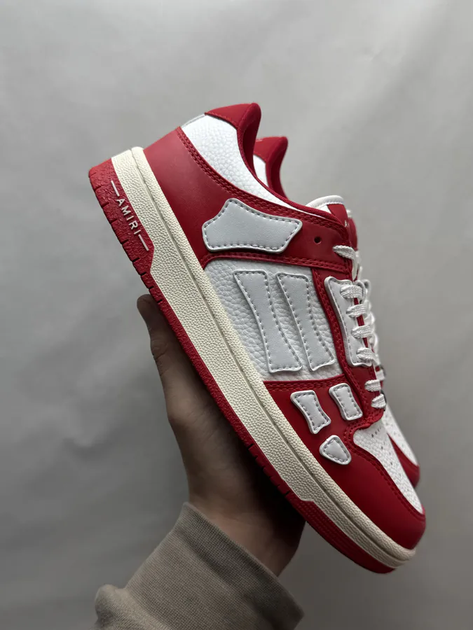 AMIRI Skel Top Low in White and Red