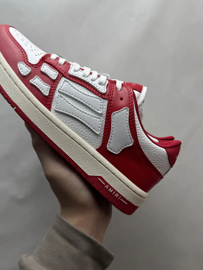 AMIRI Skel Top Low in White and Red