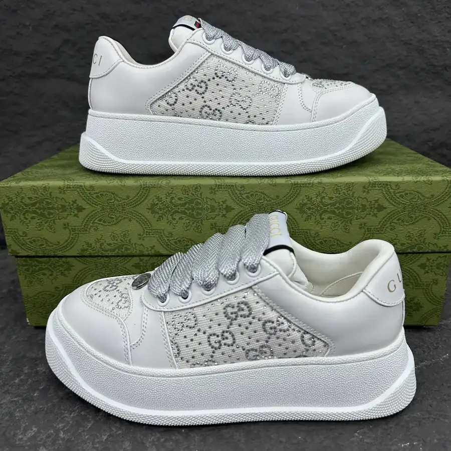 Lido Series Leather Sneakers with Crystal Canvas Detail