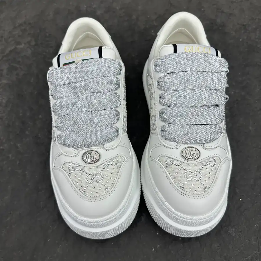 Lido Series Leather Sneakers with Crystal Canvas Detail
