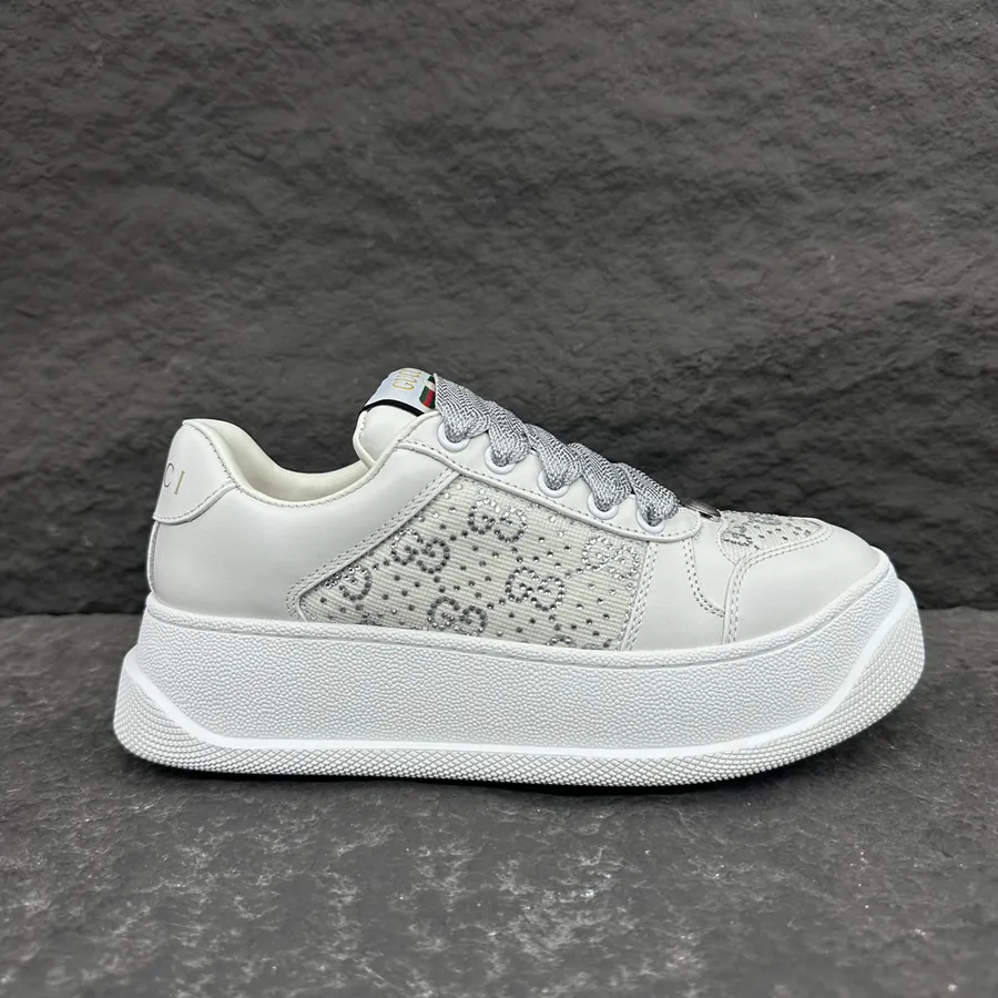 Lido Series Leather Sneakers with Crystal Canvas Detail