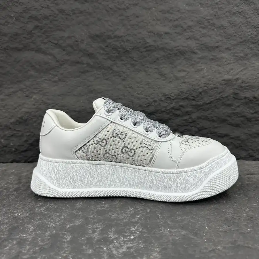 Lido Series Leather Sneakers with Crystal Canvas Detail