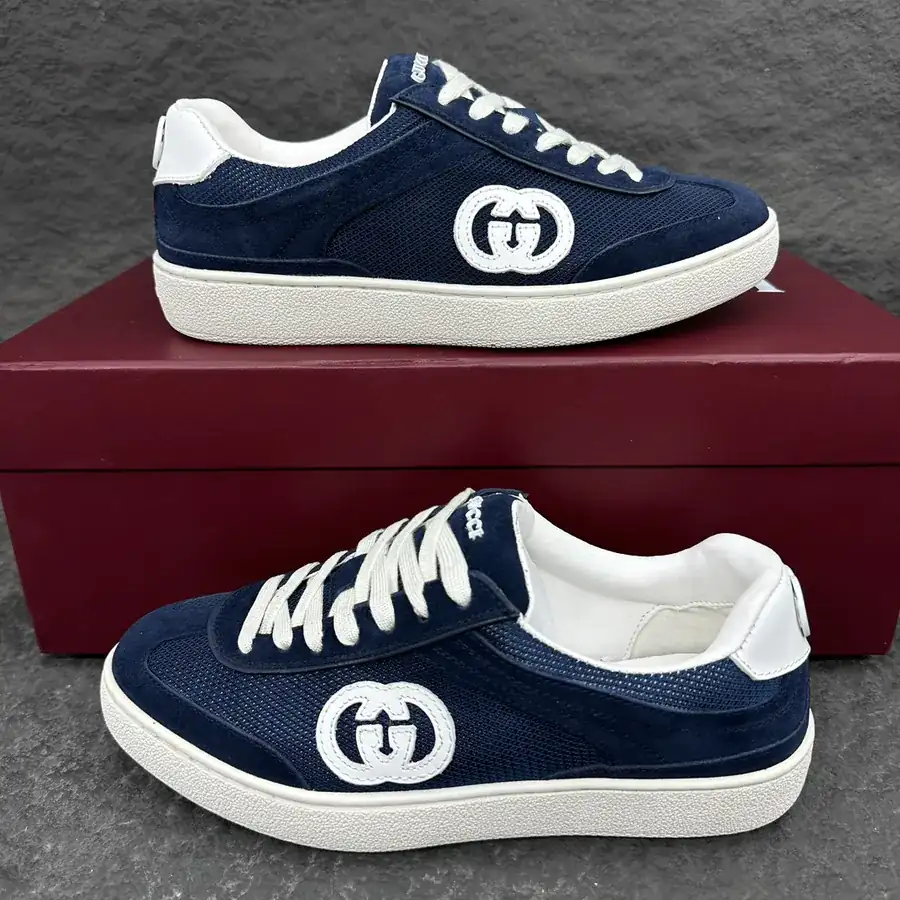 Lido Series Sneaker Blue Velvet with Buckle Detail