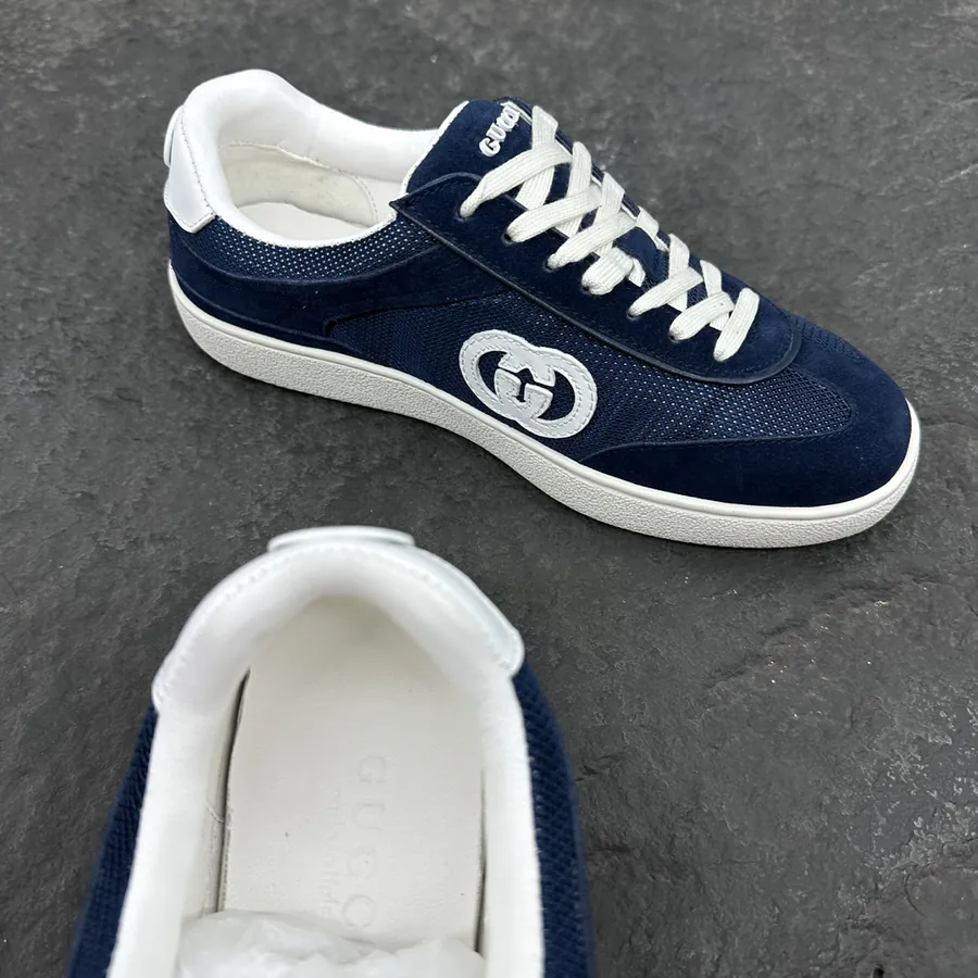 Lido Series Sneaker Blue Velvet with Buckle Detail