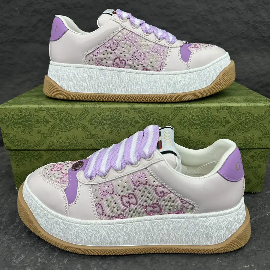 Lido Series Ladies' Sneakers with Purple Leather and Crystal Canvas Trim