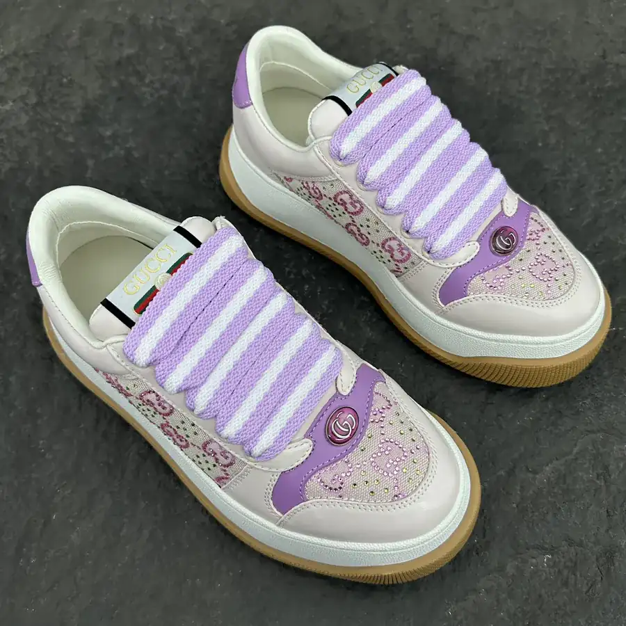 Lido Series Ladies' Sneakers with Purple Leather and Crystal Canvas Trim