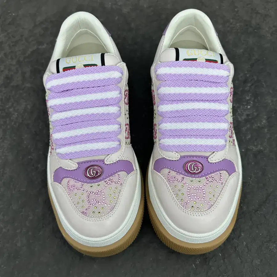 Lido Series Ladies' Sneakers with Purple Leather and Crystal Canvas Trim