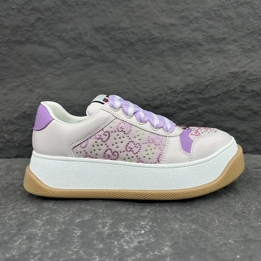 Lido Series Ladies' Sneakers with Purple Leather and Crystal Canvas Trim