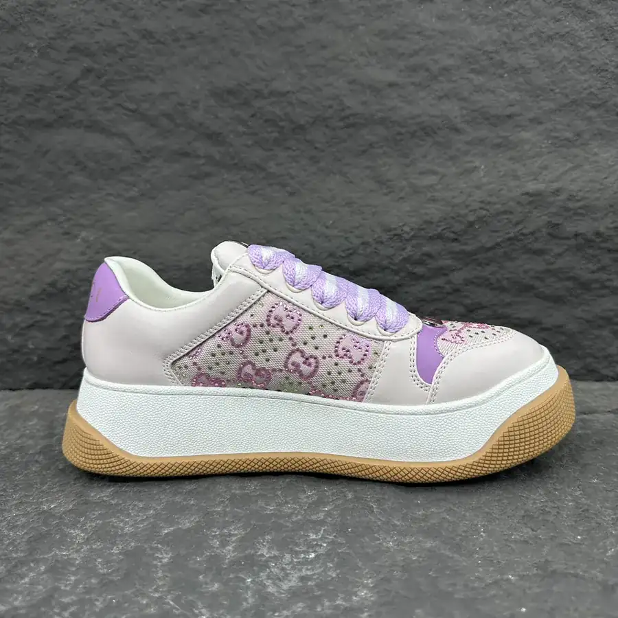Lido Series Ladies' Sneakers with Purple Leather and Crystal Canvas Trim
