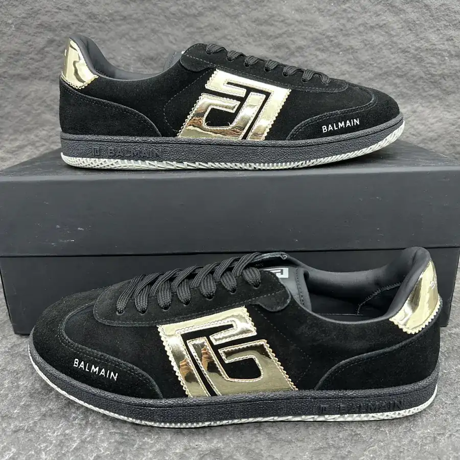 Balmain Swan Leather and Patent Sneakers for Men