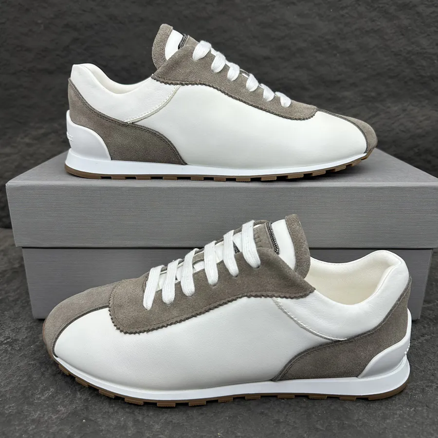 Brunello Cucinelli Ladies' Running Shoes in Faux Suede and Grained Calfskin