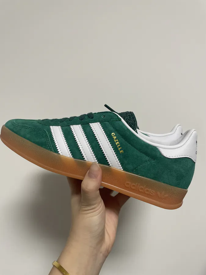 Adi Samba Gazelle Training Shoes in Grained Green