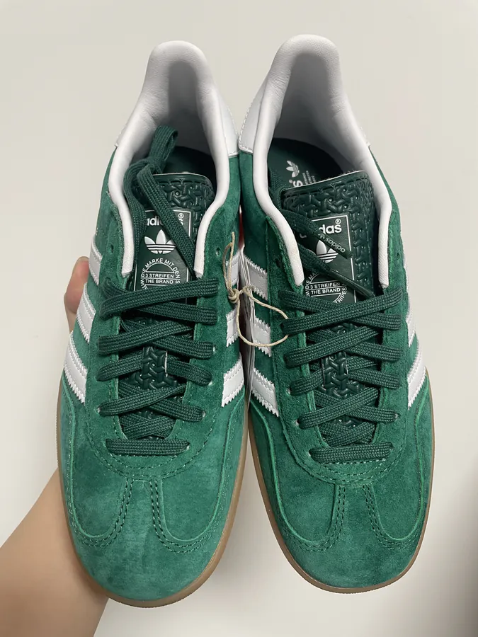 Adi Samba Gazelle Training Shoes in Grained Green
