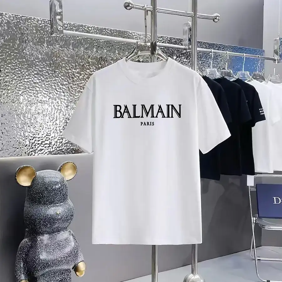 Balmain Printed Round Neck Short Sleeve T Shirt