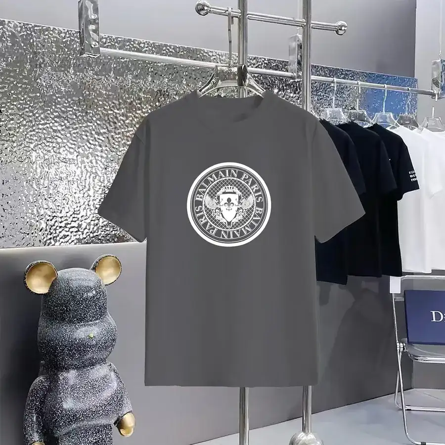 Balmain Printed Round Neck Short Sleeve T Shirt