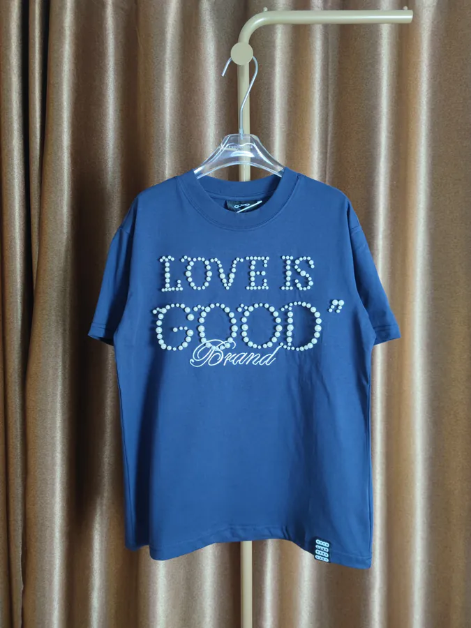 GOODBRAND Pearl Nail Letter T恤 Couples Style
