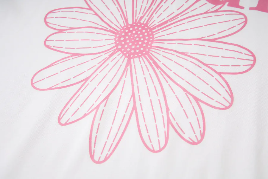 Mardi Mercredi Classic Daisy Print Round Neck Short Sleeve T Shirt