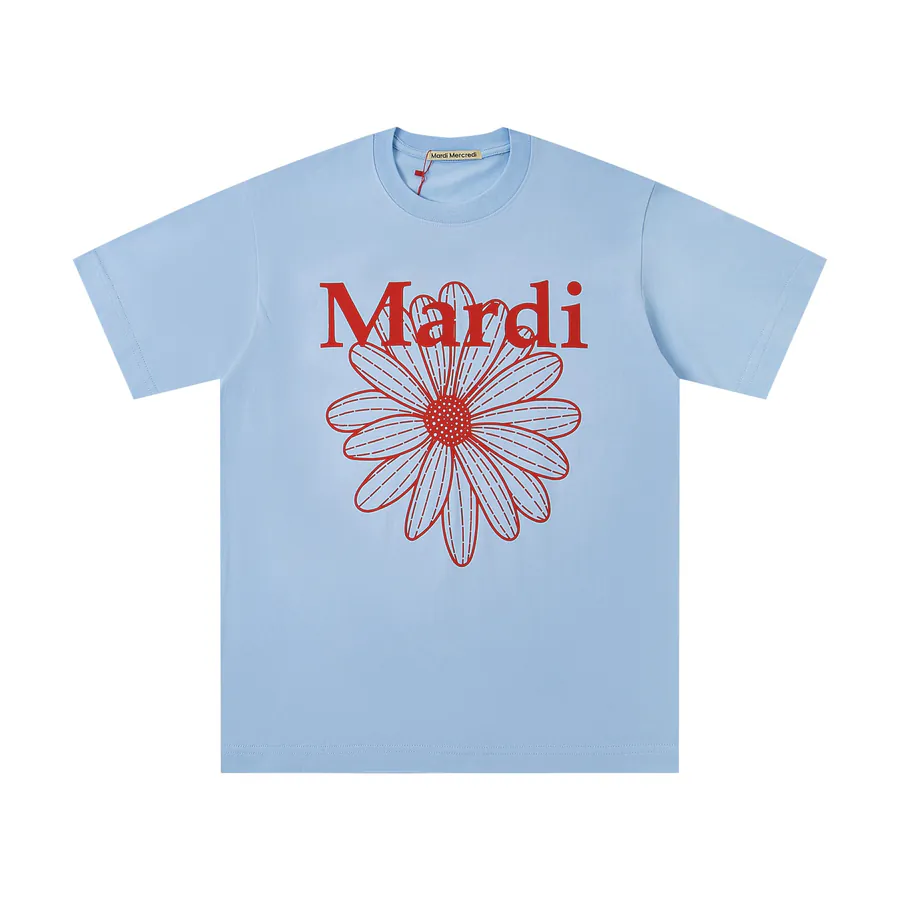 Mardi Mercredi Classic Daisy Print Round Neck Short Sleeve T Shirt