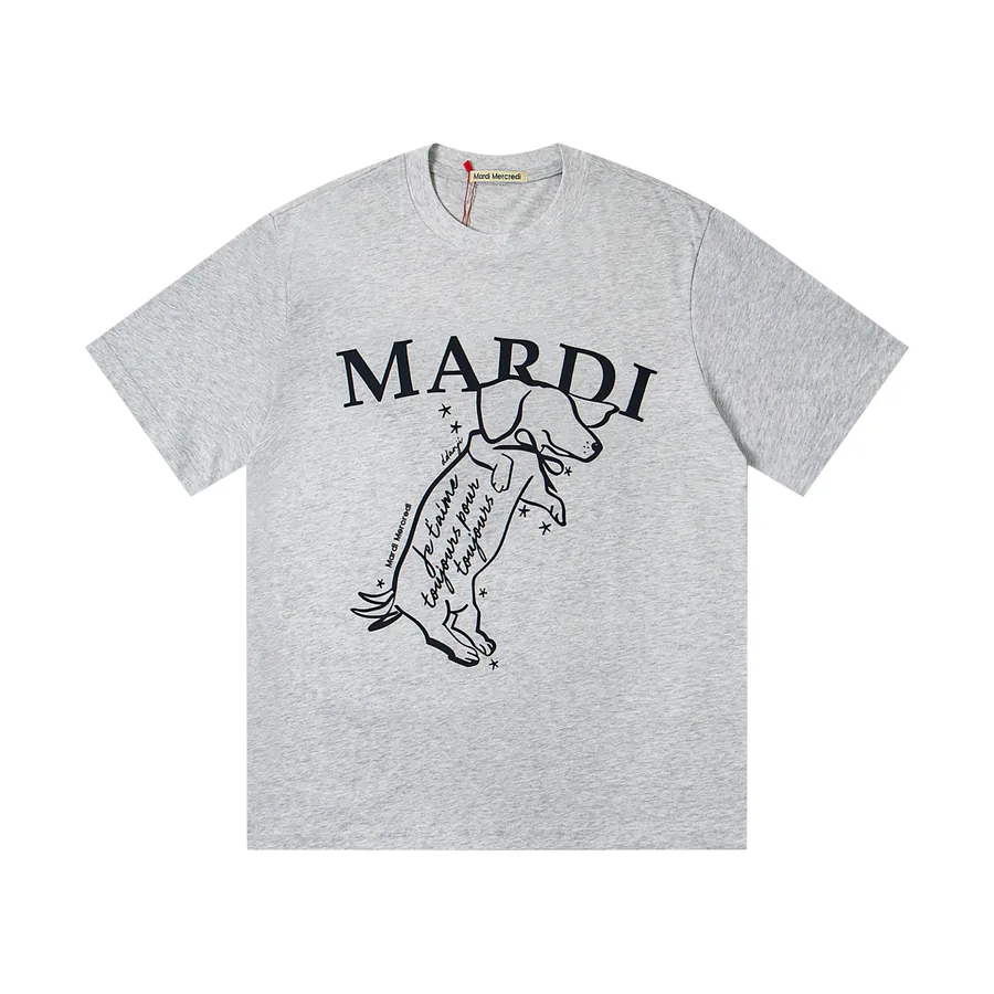 Mardi Mercredi Jumping Dog Series Oversized Round Neck T Shirt