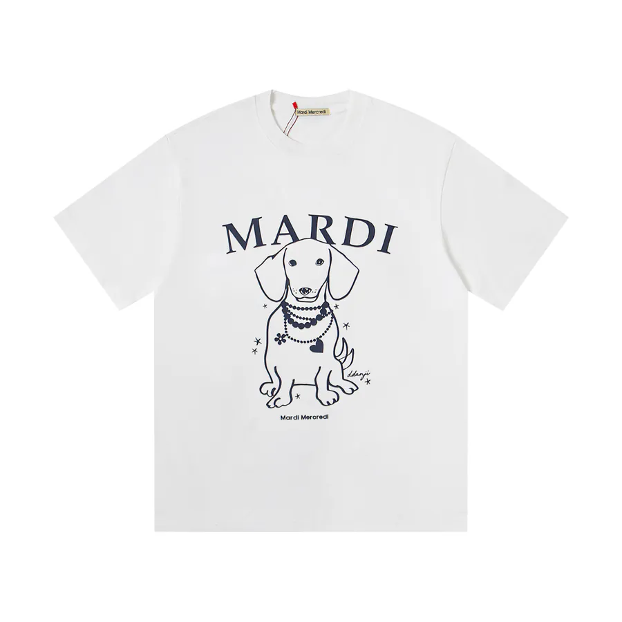 Mardi Mercredi Pearl Puppy Series Round Neck Short Sleeve T Shirt
